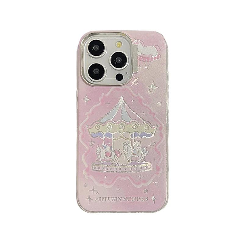 TSP62 Cute Phone Case For iPhone 11, 12, 14, or 15 Pro Max - Cartoon Carousel Pattern - Touchy Style