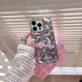 TSP63 Cute Phone Case For iPhone 15 Pro Max, 14, 13, or 11 - Plating 3D Dreamy Pearl, Stars, Clouds, and Moon Design - Touchy Style