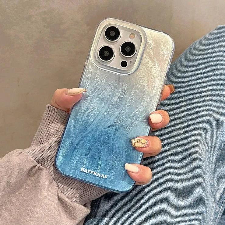 TSP64 Cute Phone Case for iPhone 11, 12, 13, 14, 15 Pro Max, and 15 Plus - Stylish Laser Gradient Feather Pattern - Touchy Style