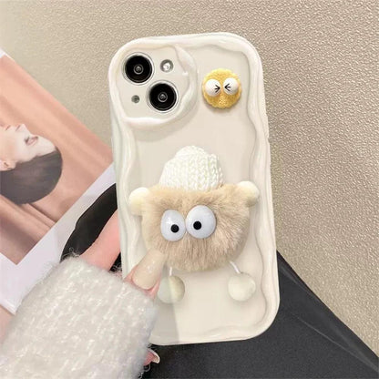 TSP65 Cute Phone Case For iPhone 15, 14, 13, 12, 11 Pro MAX, X, XS, XR, 7, 8 Plus, and SE 3 - 3D Fluffy Briquettes - Touchy Style