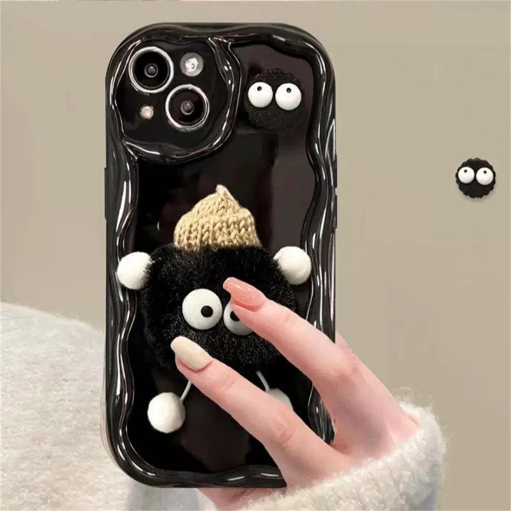 TSP65 Cute Phone Case For iPhone 15, 14, 13, 12, 11 Pro MAX, X, XS, XR, 7, 8 Plus, and SE 3 - 3D Fluffy Briquettes - Touchy Style