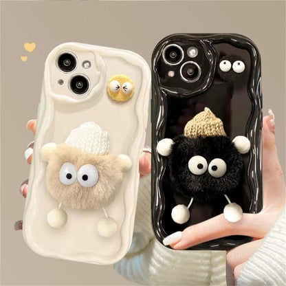 TSP65 Cute Phone Case For iPhone 15, 14, 13, 12, 11 Pro MAX, X, XS, XR, 7, 8 Plus, and SE 3 - 3D Fluffy Briquettes - Touchy Style