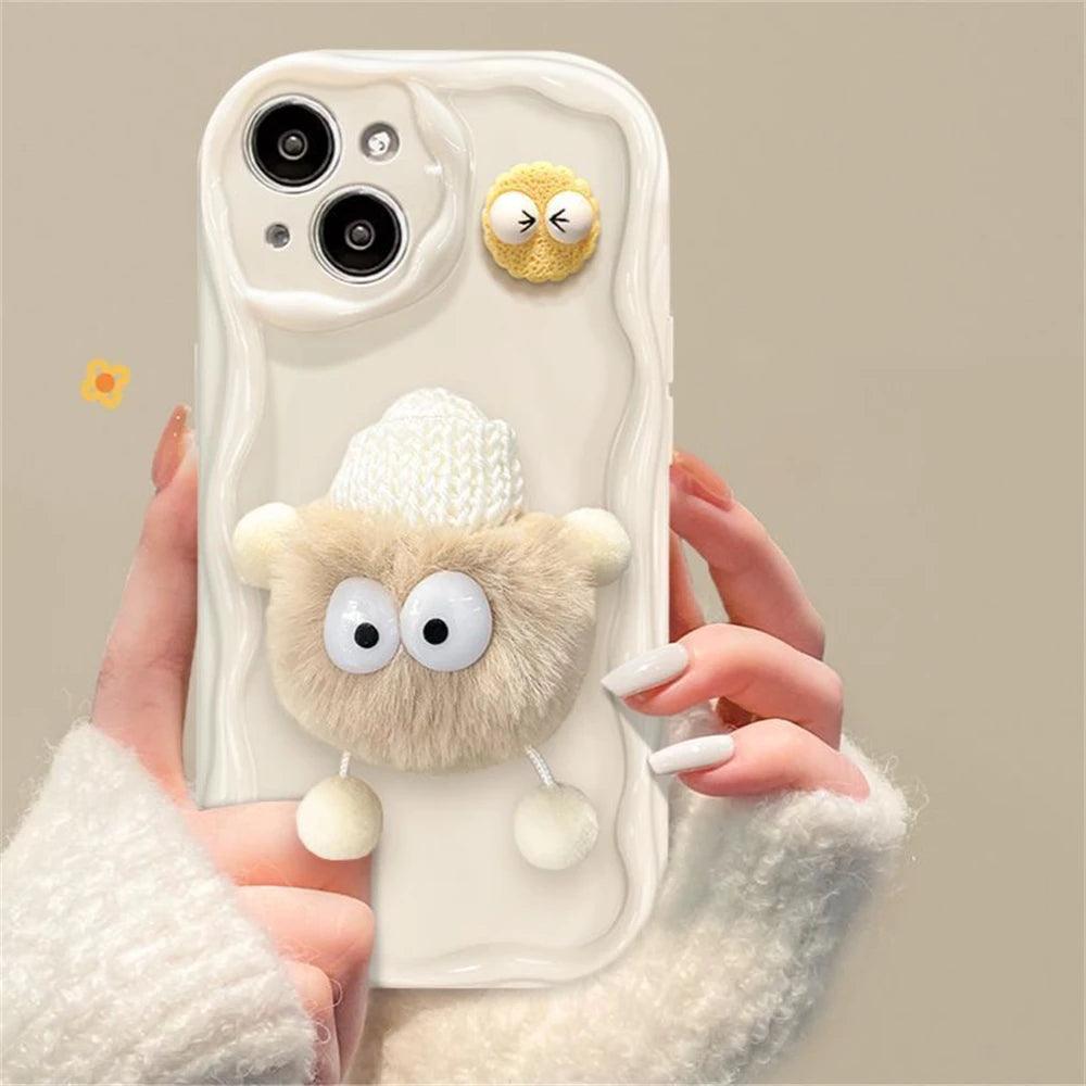 TSP65 Cute Phone Case For iPhone 15, 14, 13, 12, 11 Pro MAX, X, XS, XR, 7, 8 Plus, and SE 3 - 3D Fluffy Briquettes - Touchy Style