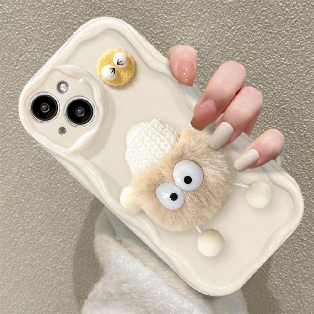 TSP65 Cute Phone Case For iPhone 15, 14, 13, 12, 11 Pro MAX, X, XS, XR, 7, 8 Plus, and SE 3 - 3D Fluffy Briquettes - Touchy Style