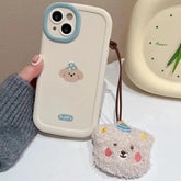 TSP66 Cute Phone Cases For iPhone 11, 12, 13, 14, 15 Pro Max XS XR X 7, 8, and 15 Plus - Cartoon Puppy With Plush Lanyard - Touchy Style