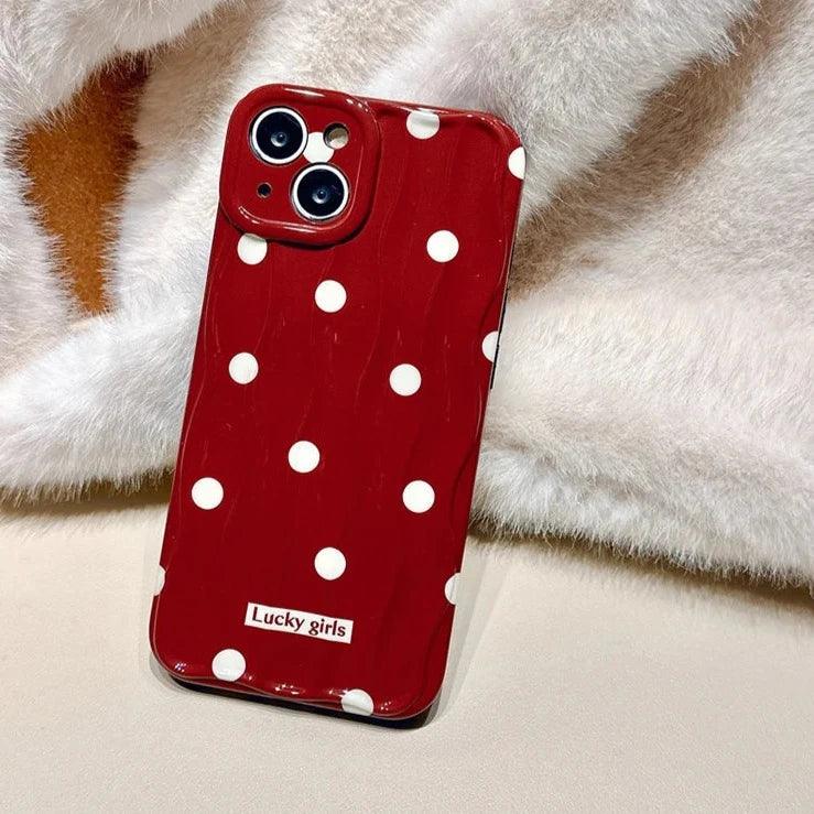 TSP69 Cute Phone Case For iPhone 11, 12, 13, 14, 15 Pro Max - Stylish Red Hearts - Wavy Pattern - Touchy Style