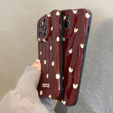 TSP69 Cute Phone Case For iPhone 11, 12, 13, 14, 15 Pro Max - Stylish Red Hearts - Wavy Pattern - Touchy Style