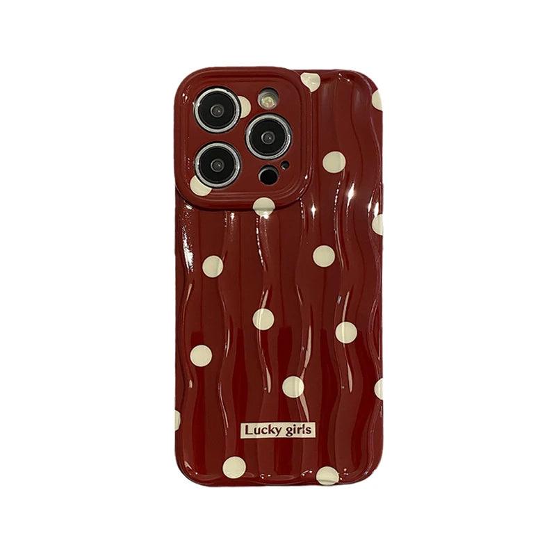 TSP69 Cute Phone Case For iPhone 11, 12, 13, 14, 15 Pro Max - Stylish Red Hearts - Wavy Pattern - Touchy Style