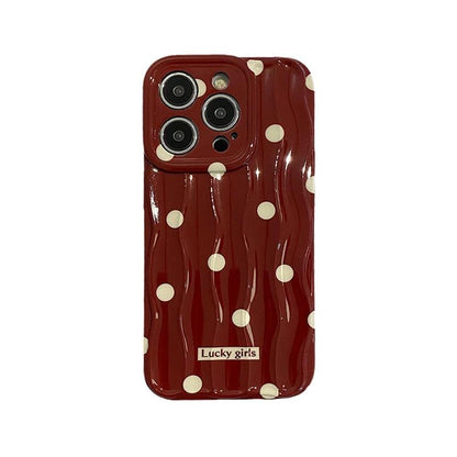 TSP69 Cute Phone Case For iPhone 11, 12, 13, 14, 15 Pro Max - Stylish Red Hearts - Wavy Pattern - Touchy Style