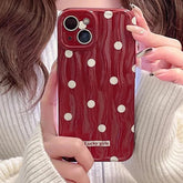 TSP69 Cute Phone Case For iPhone 11, 12, 13, 14, 15 Pro Max - Stylish Red Hearts - Wavy Pattern - Touchy Style