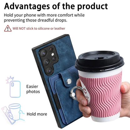 TSP72 Cute Phone Cases For Galaxy A55, A35, A15, A54, A34, A14, A53, A33, A13, A23, 5G - With Magnetic Cards Bag and Ring Holder - Touchy Style