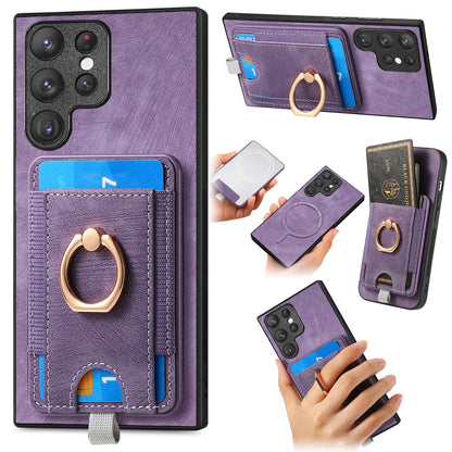 TSP72 Cute Phone Cases For Galaxy S23 Ultra, S22 Plus, and S21 - With Magnetic Cards Bag and Ring Holder - Touchy Style