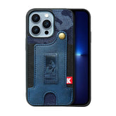 TSP81 Cute Phone Cases For iPhone 14 Pro Max, 13, and 12 Plus - With Card Pocket and Finger Holder - Denim Cover - Touchy Style