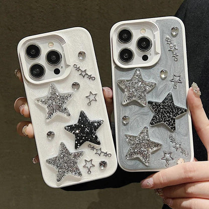 TSP84 Cute Phone Cases For iPhone 15, 15 Pro, 15 Pro Max, 14 Pro Max, 11 Pro, 12, and 13 Pro Max - 3D Glitter Stars Cover - Touchy Style