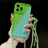 TSP85 Cute Phone Cases For iPhone 15, 14, 13, 12 Pro Max, 11 Pro Max, or 15 Plus - Crossbody Lanyard Gradient Cover - Touchy Style