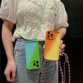 TSP85 Cute Phone Cases For iPhone 15, 14, 13, 12 Pro Max, 11 Pro Max, or 15 Plus - Crossbody Lanyard Gradient Cover - Touchy Style