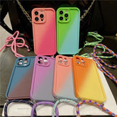 TSP85 Cute Phone Cases For iPhone 15, 14, 13, 12 Pro Max, 11 Pro Max, or 15 Plus - Crossbody Lanyard Gradient Cover - Touchy Style