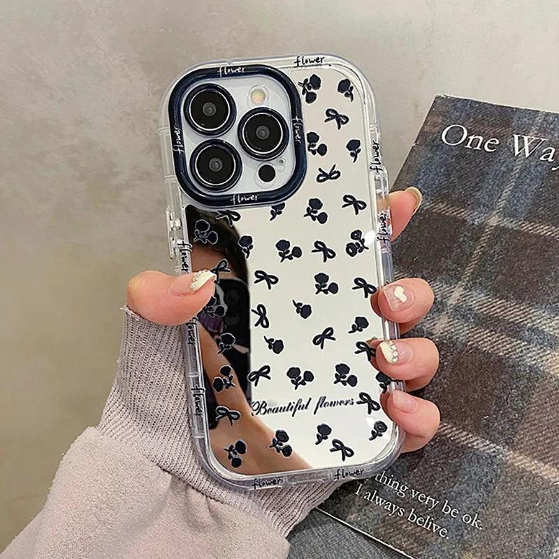 TSP89 Cute Phone Cases For iPhone 15 Pro Max, 14, 13, 12, and 11 - Flowers Glossy Mirror Back Cover - Touchy Style