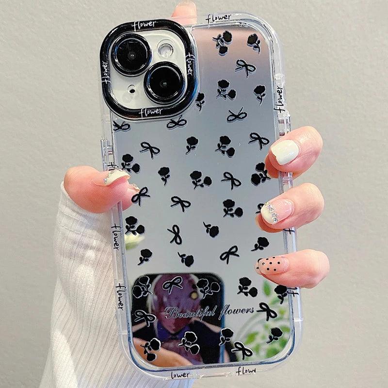 TSP89 Cute Phone Cases For iPhone 15 Pro Max, 14, 13, 12, and 11 - Flowers Glossy Mirror Back Cover - Touchy Style