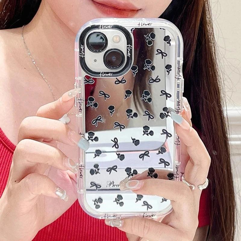 TSP89 Cute Phone Cases For iPhone 15 Pro Max, 14, 13, 12, and 11 - Flowers Glossy Mirror Back Cover - Touchy Style