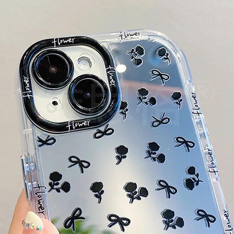 TSP89 Cute Phone Cases For iPhone 15 Pro Max, 14, 13, 12, and 11 - Flowers Glossy Mirror Back Cover - Touchy Style