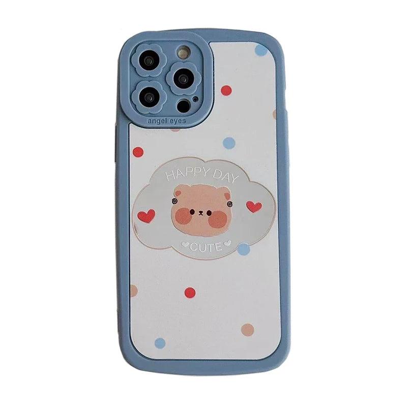 TSP93 Cute Phone Cases For iPhone 15 Pro Max, 14, 13, 12, and 11 - Lovely Bear Elephant Makeup Mirror Back Cover - Touchy Style