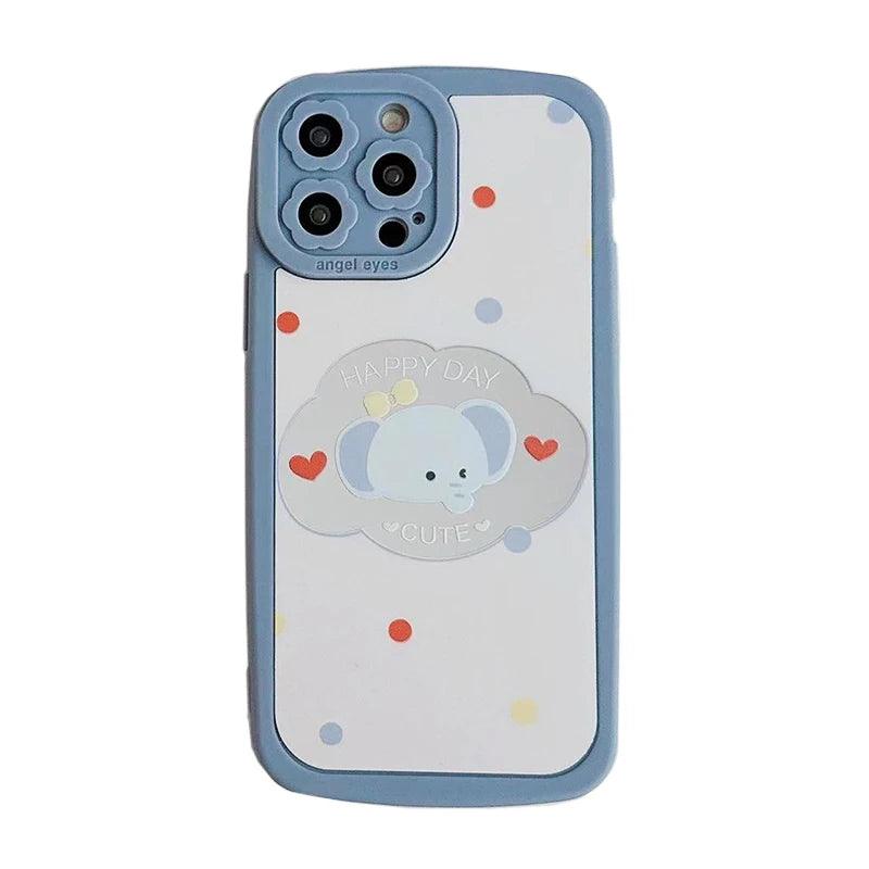 TSP93 Cute Phone Cases For iPhone 15 Pro Max, 14, 13, 12, and 11 - Lovely Bear Elephant Makeup Mirror Back Cover - Touchy Style