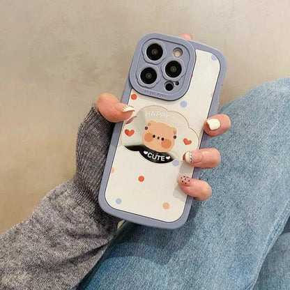 TSP93 Cute Phone Cases For iPhone 15 Pro Max, 14, 13, 12, and 11 - Lovely Bear Elephant Makeup Mirror Back Cover - Touchy Style