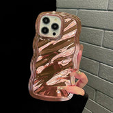 TSP95 Cute Phone Cases For iPhone 15 Pro Max, 14, 13, 11, and 12 - Electroplated Metallic Color - Wavy Cover - Touchy Style