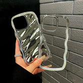 TSP95 Cute Phone Cases For iPhone 15 Pro Max, 14, 13, 11, and 12 - Electroplated Metallic Color - Wavy Cover - Touchy Style