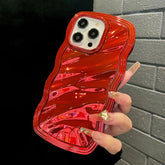 TSP95 Cute Phone Cases For iPhone 15 Pro Max, 14, 13, 11, and 12 - Electroplated Metallic Color - Wavy Cover - Touchy Style