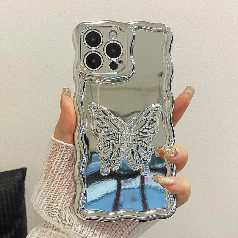 TSP96 Cute Phone Cases For iPhone models 11, 12, 13, 14, 15 Pro Max and 15 Plus - With Stylish Butterfly Stand Holder - Touchy Style