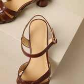 TSS44 Leather Chunky Heel Sandals - Women&