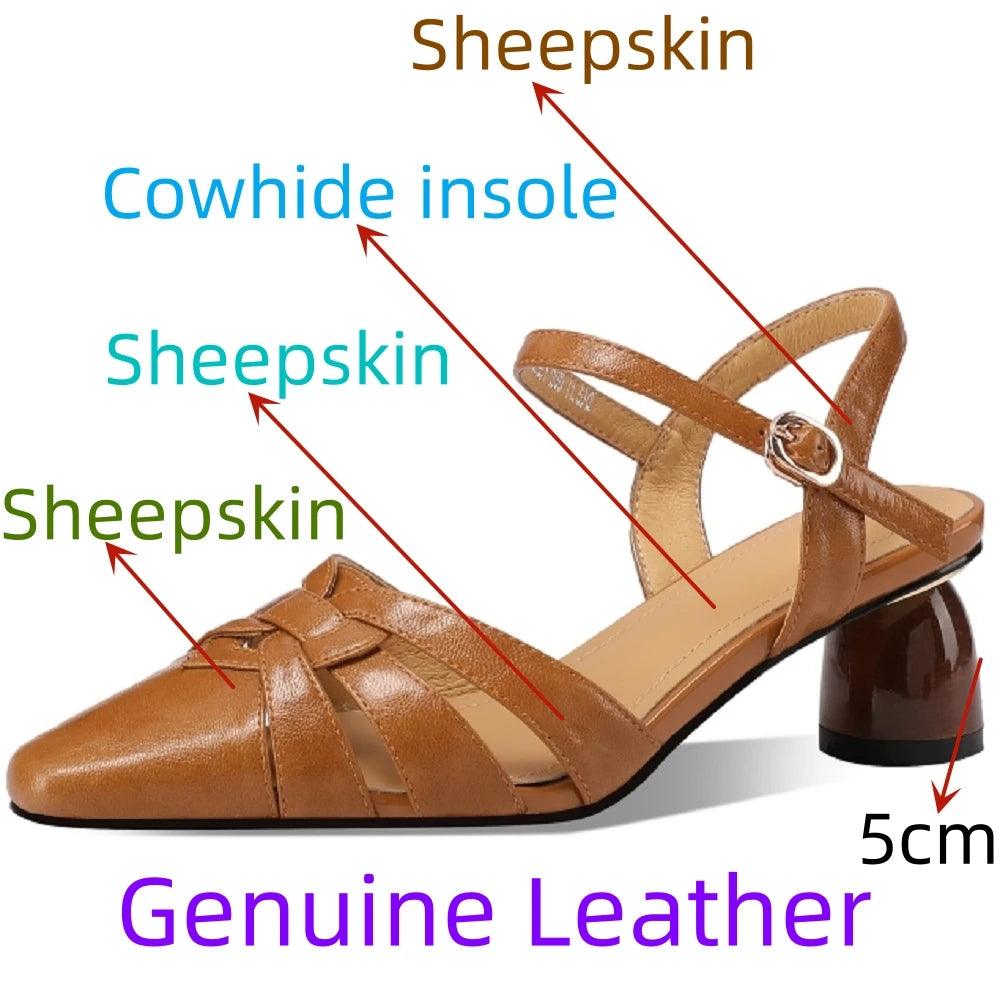 TSS44 Leather Chunky Heel Sandals - Women&