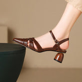 TSS44 Leather Chunky Heel Sandals - Women&