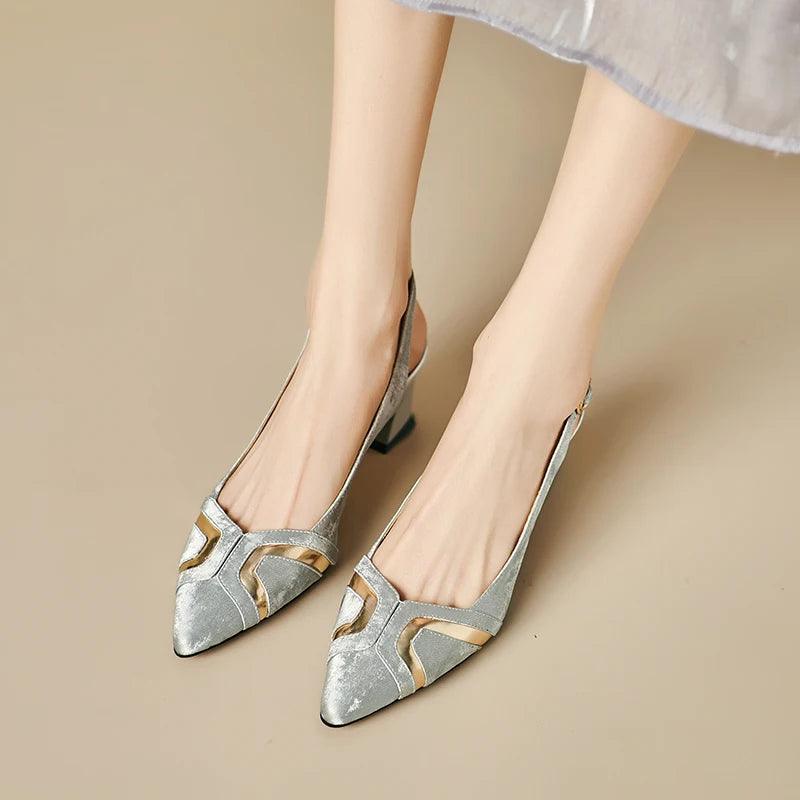 TSS58 Leather Heels Pumps Sandals - Women&