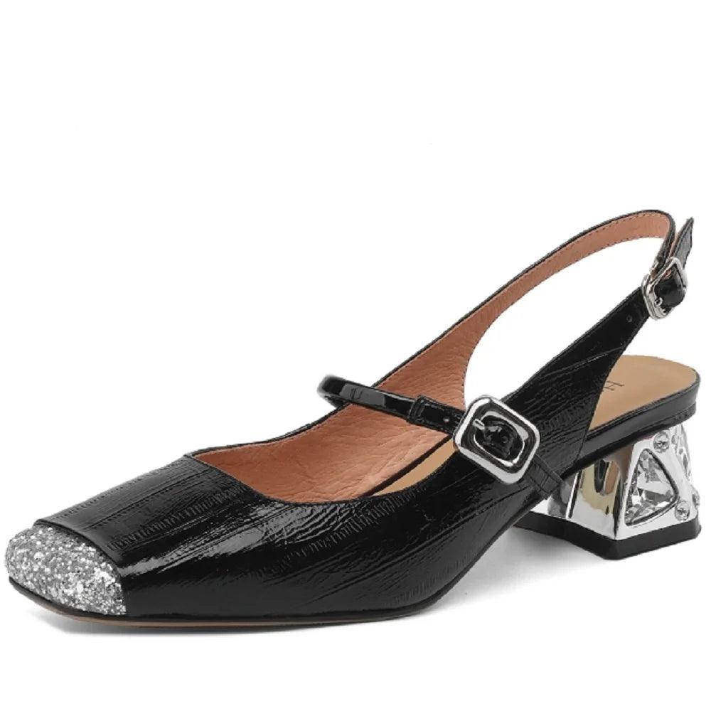 TSS73 Leather Sandals Thick Heels - Women&