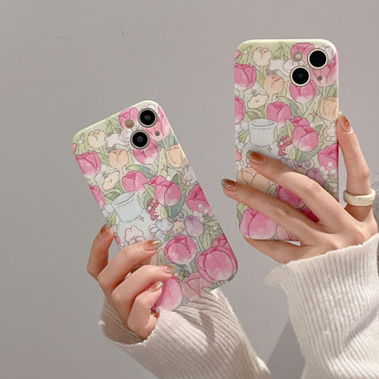 Tulip Garden Flowers Cute Phone Case - For iPhone 14, 13, 12, 11 Pro Max Cover - Touchy Style