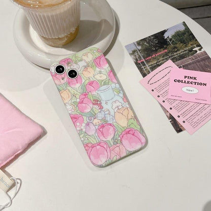 Tulip Garden Flowers Cute Phone Case - For iPhone 14, 13, 12, 11 Pro Max Cover - Touchy Style