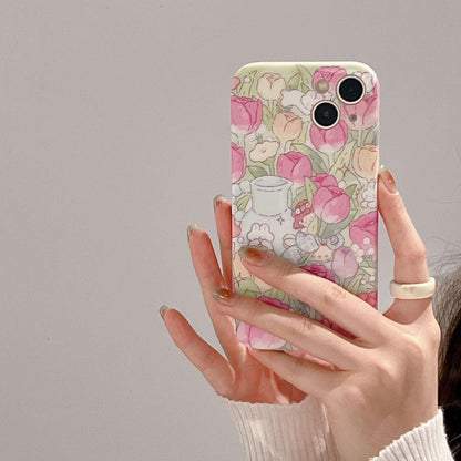 Tulip Garden Flowers Cute Phone Case - For iPhone 14, 13, 12, 11 Pro Max Cover - Touchy Style