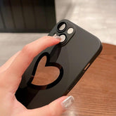 Ultra-Thin Cute Heart Hollow Phone Case for iPhone 14, 13, 12, 11 Pro Max, 14 Plus, and 11 with Matte Lens Film - Touchy Style .