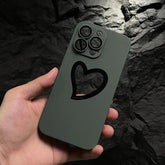 Ultra-Thin Cute Heart Hollow Phone Case for iPhone 14, 13, 12, 11 Pro Max, 14 Plus, and 11 with Matte Lens Film - Touchy Style .