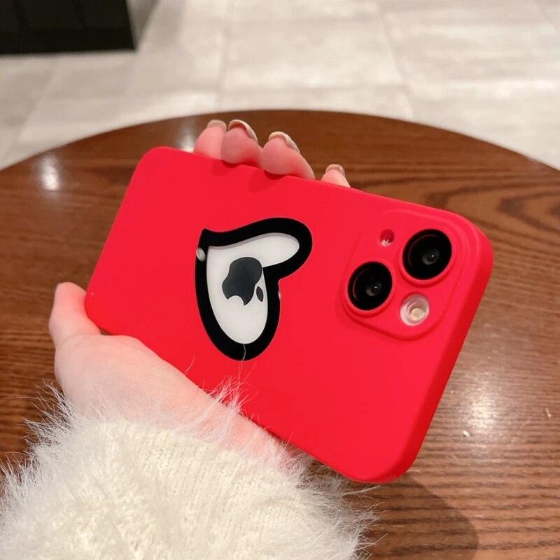 Ultra-Thin Cute Heart Hollow Phone Case for iPhone 14, 13, 12, 11 Pro Max, 14 Plus, and 11 with Matte Lens Film - Touchy Style .