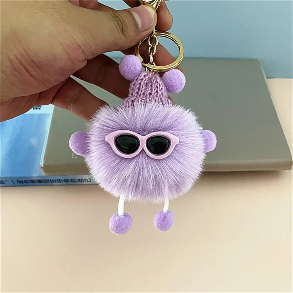 Unique Keychain - Cartoon Pom Pom Doll With Metal Keyring - TSKC1 - Touchy Style