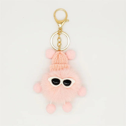 Unique Keychain - Cartoon Pom Pom Doll With Metal Keyring - TSKC1 - Touchy Style