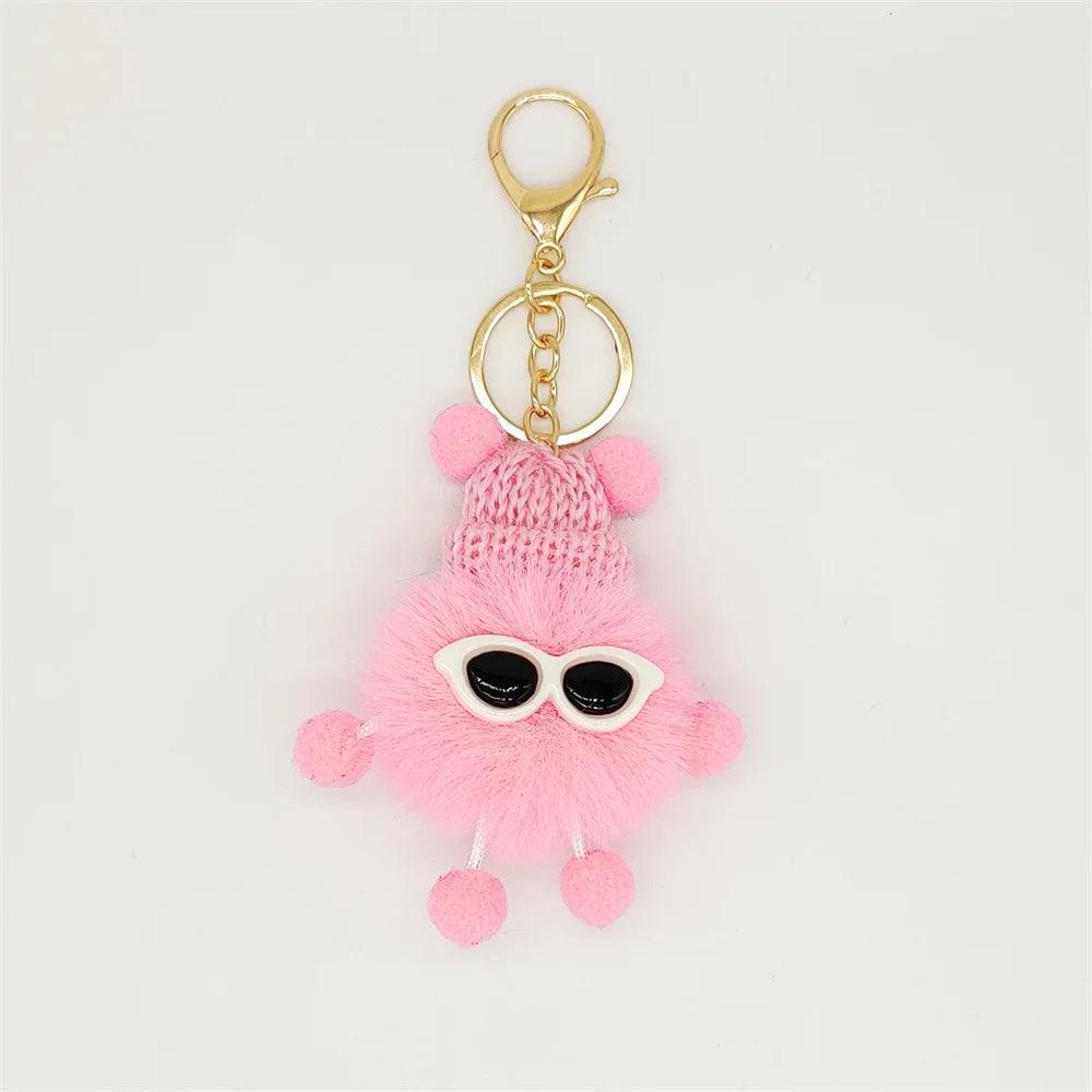 Unique Keychain - Cartoon Pom Pom Doll With Metal Keyring - TSKC1 - Touchy Style