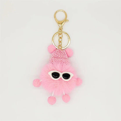 Unique Keychain - Cartoon Pom Pom Doll With Metal Keyring - TSKC1 - Touchy Style