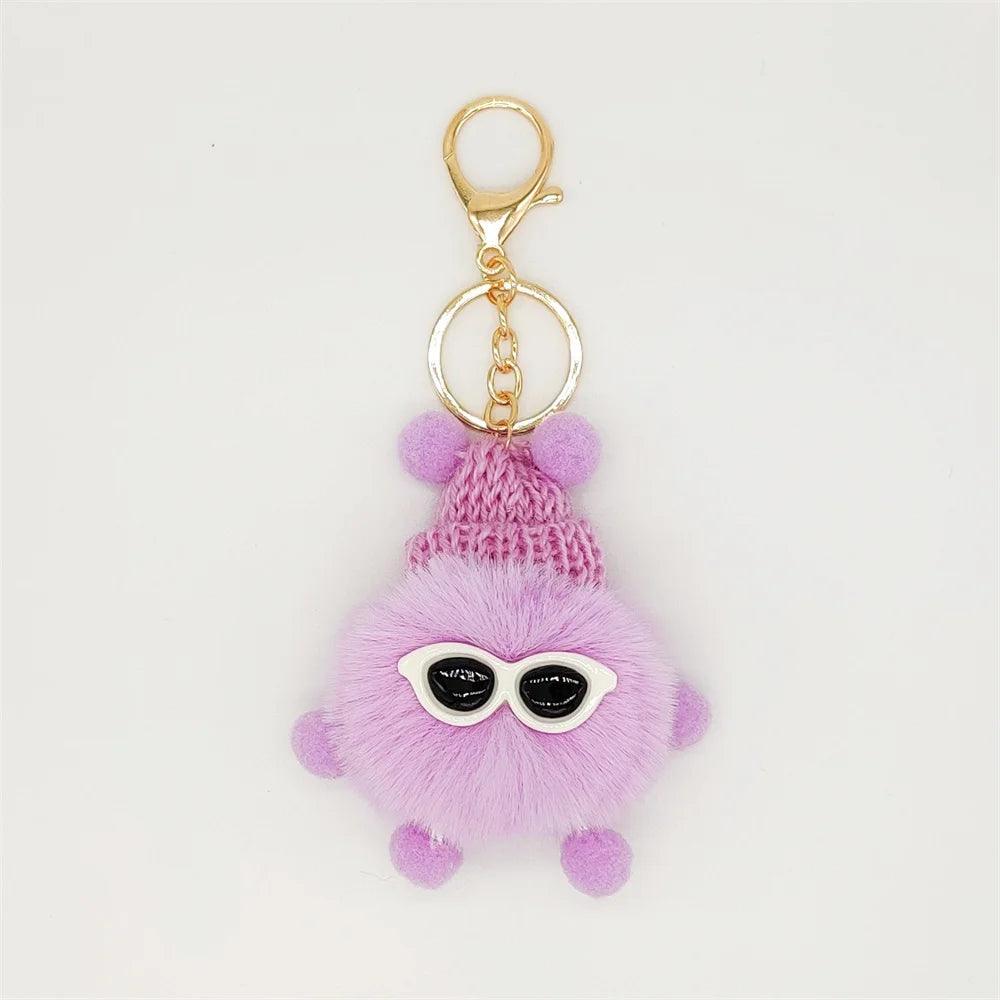 Unique Keychain - Cartoon Pom Pom Doll With Metal Keyring - TSKC1 - Touchy Style