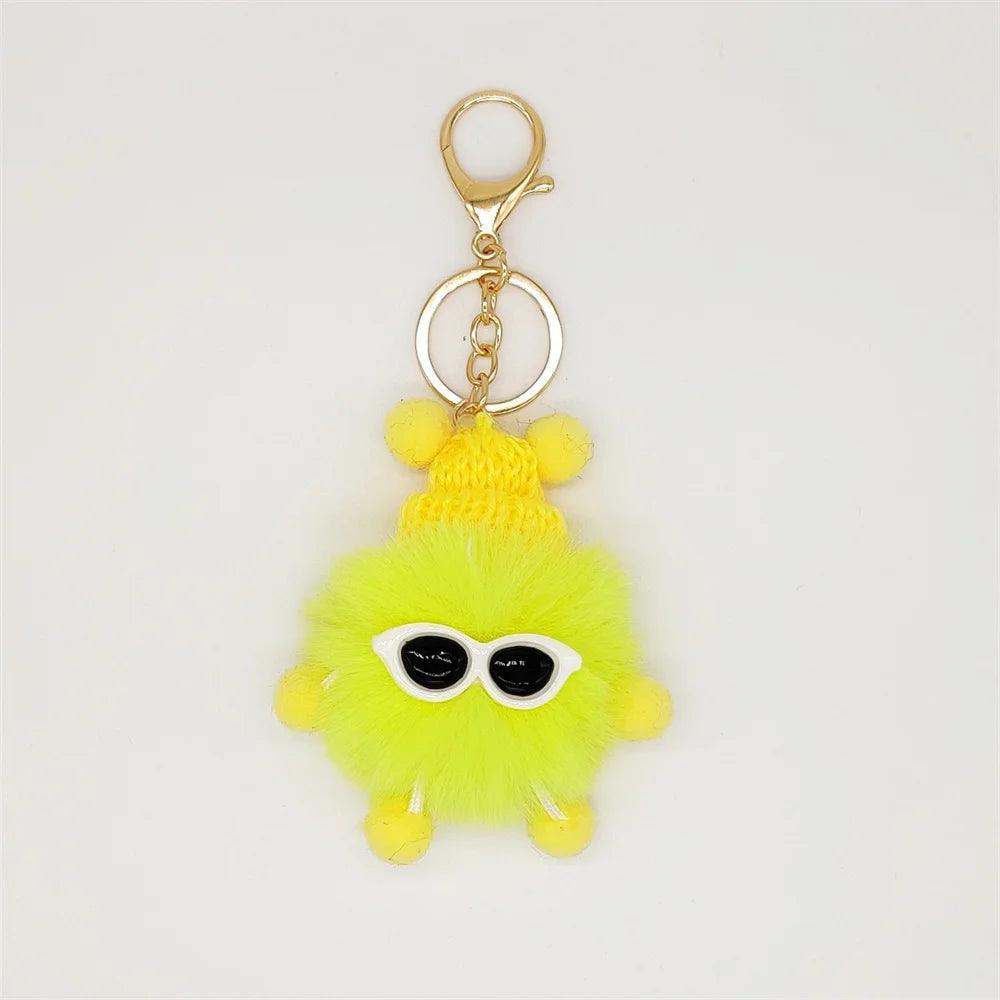 Unique Keychain - Cartoon Pom Pom Doll With Metal Keyring - TSKC1 - Touchy Style