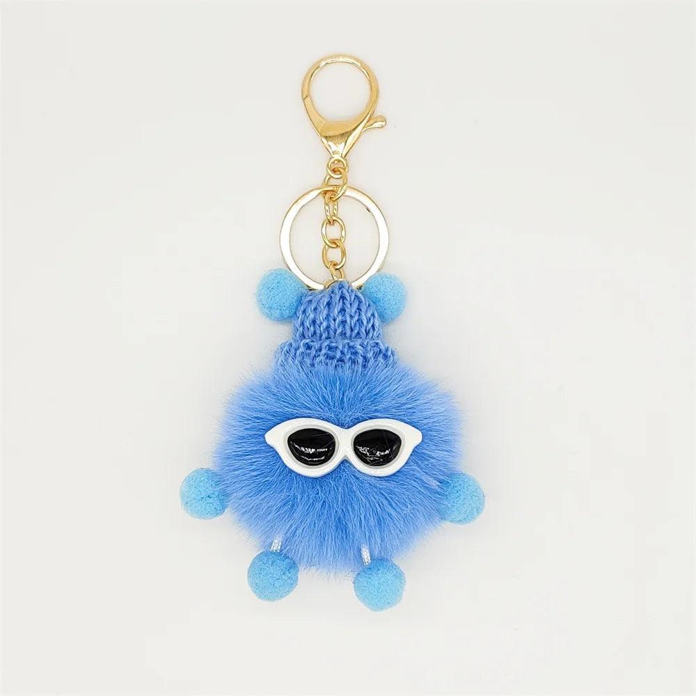 Unique Keychain - Cartoon Pom Pom Doll With Metal Keyring - TSKC1 - Touchy Style